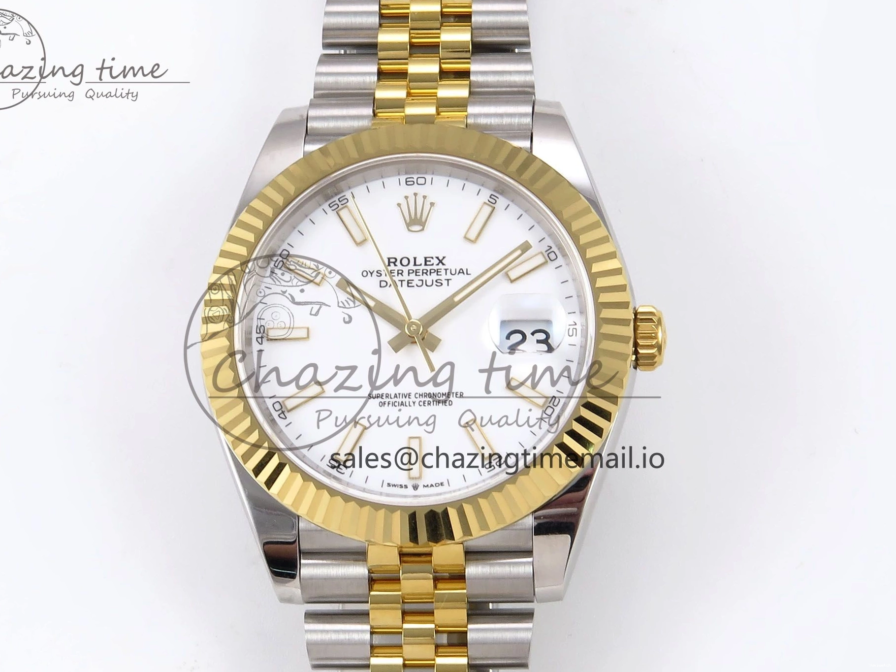 SS Best 41 Bracelet EWEF Stick DateJust Dial Jubilee A3235 White on Edition 126333 YG 0305